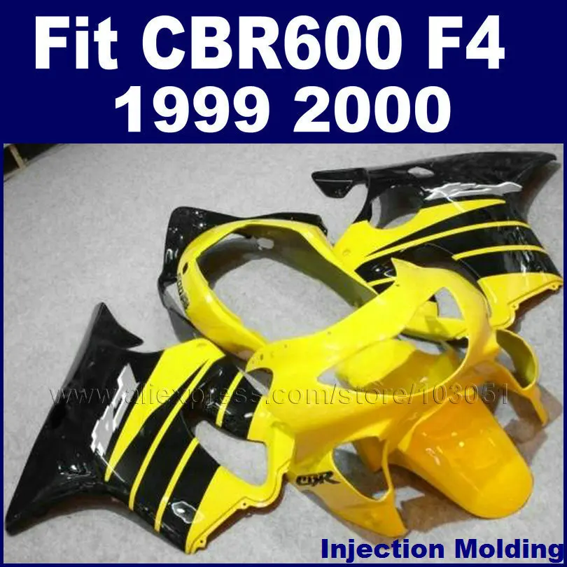 

7 gifts Motorcycle ABS Injection fairing kits for HONDA CBR600 F4 1999 2000 CBR600F CBR 99 00 600 F4 yellow black fairngs set