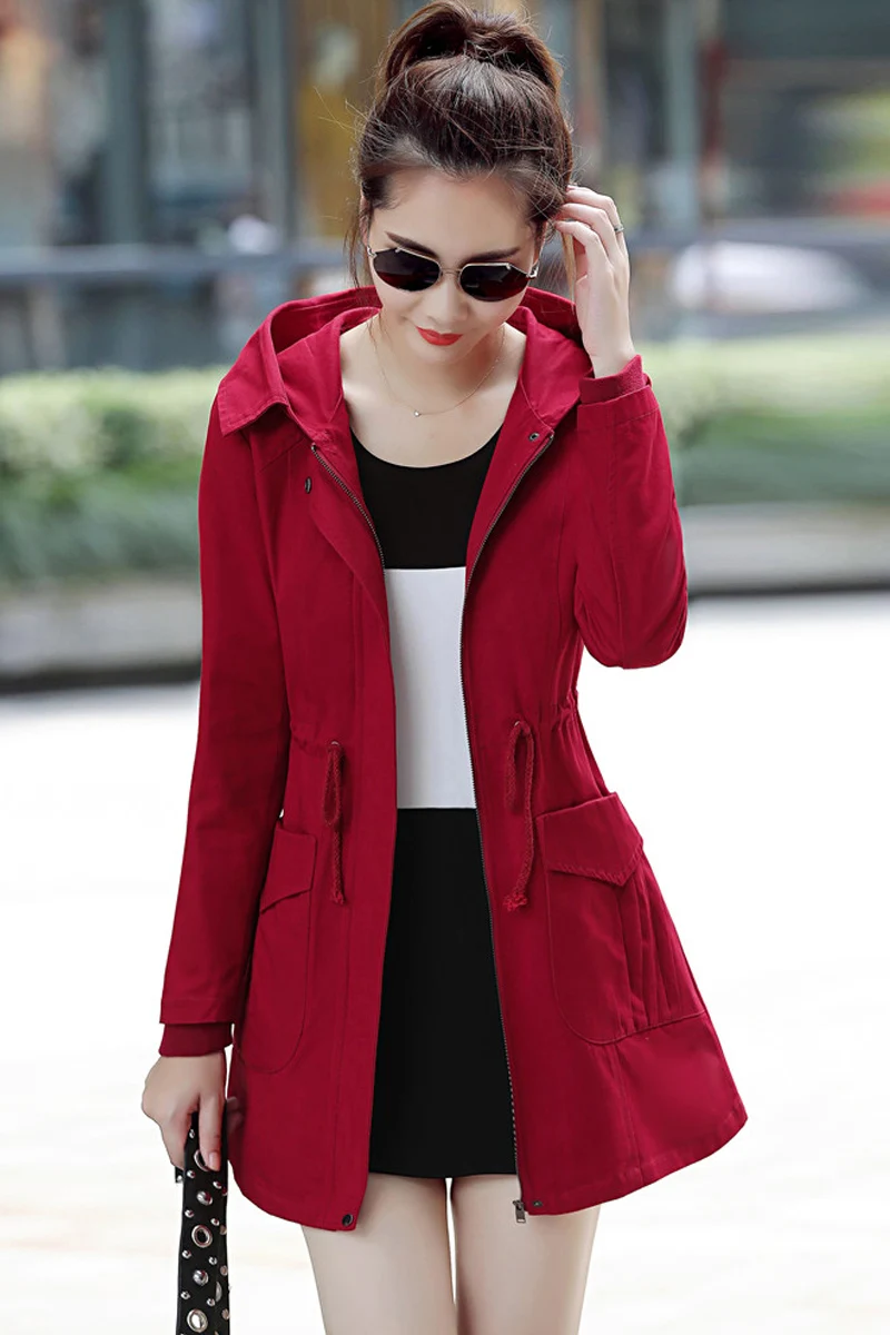 

Genuine Outerwear Female Spring 2020 New Style Long Korean Style Slim Ladies Receive Loin Windswear Middle Style
