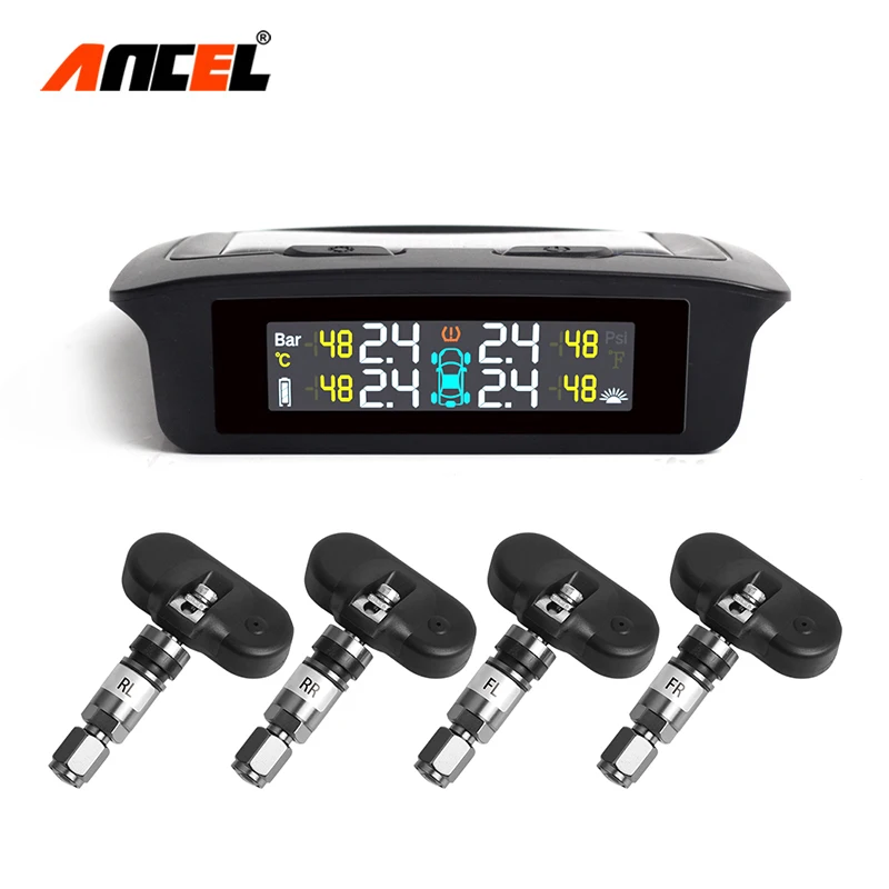 Ancel TPMS солнечная мощность и USB система мониторинга давления в шинах цифровой ЖК