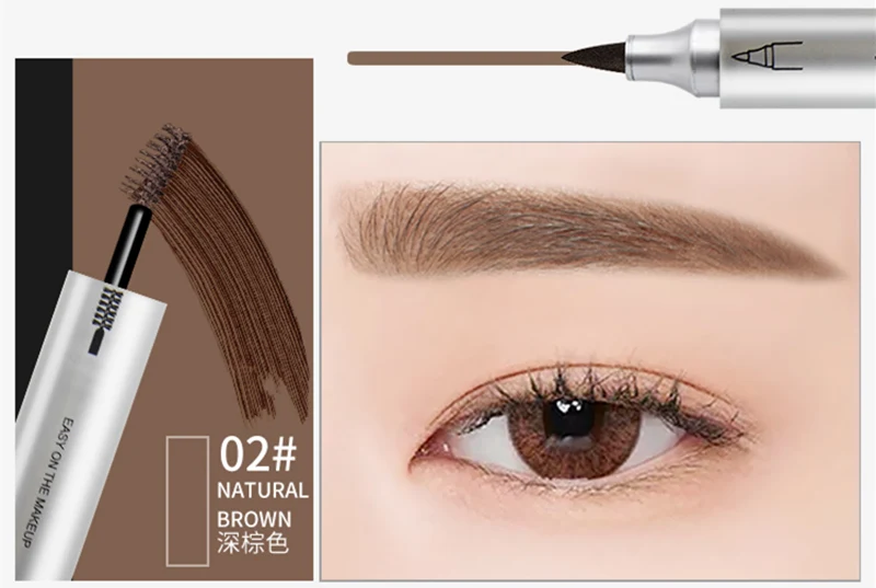 02 natural brown Novo Artist 2 в 1 Набор для бровей, жидкая ручка+ помада для бровей, тату, водостойкая краска, гель для бровей, крем, карандаш для макияжа, стойкий - Цвет: 02 natural brown