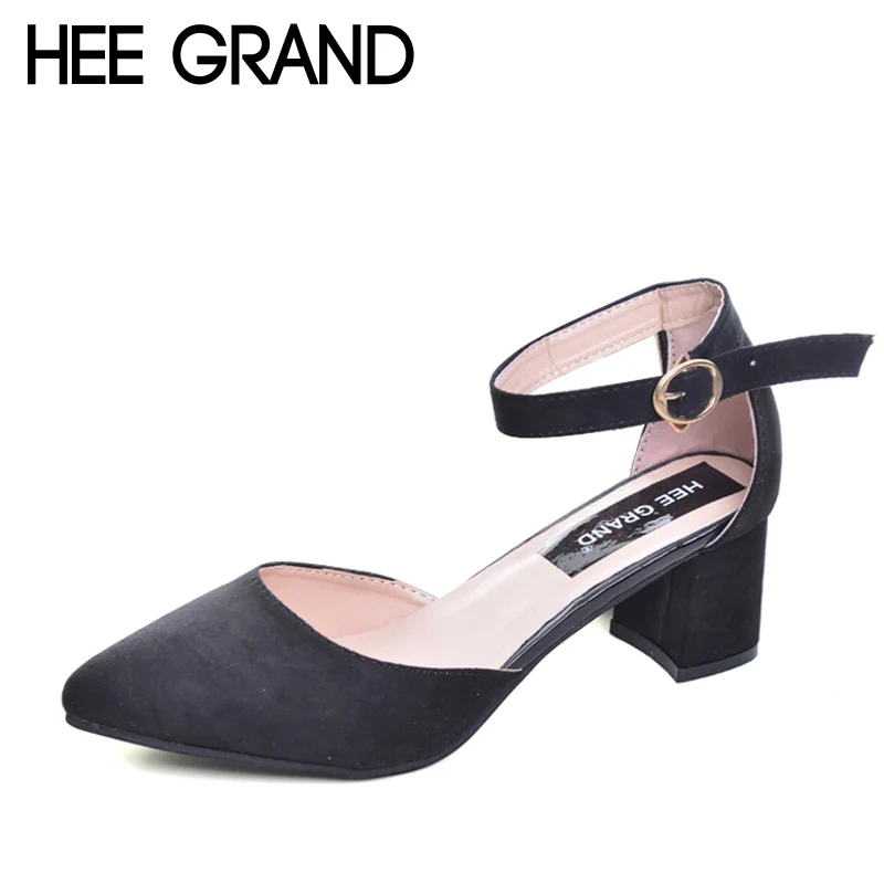 HEE GRAND/летние туфли-лодочки флоковые Туфли Мэри Джейн с острым носком на высоком