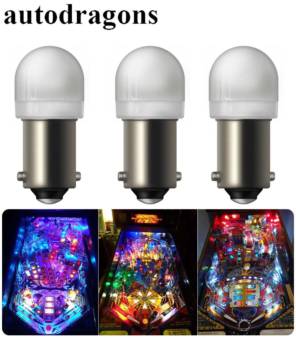 Autodragons яркий свет Ba9s #44 #47 Bayonet Pinball матовый купол светодиодный AC 6 3 V 2*5630 SMD SS чип для