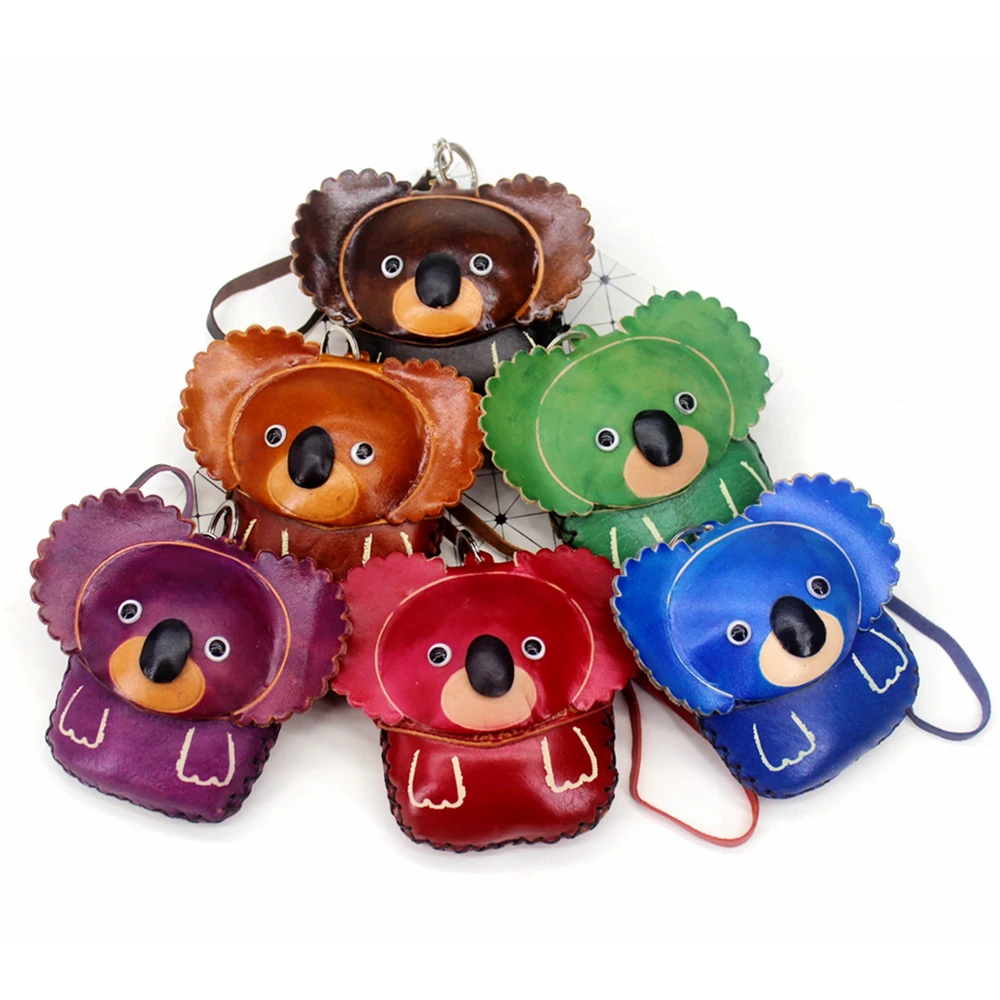 Vintage Genuine Leather carving Cartoon Animal model Coin Purse Women Handmade Small bags Cute girls Clutch change purse wallets | Багаж и