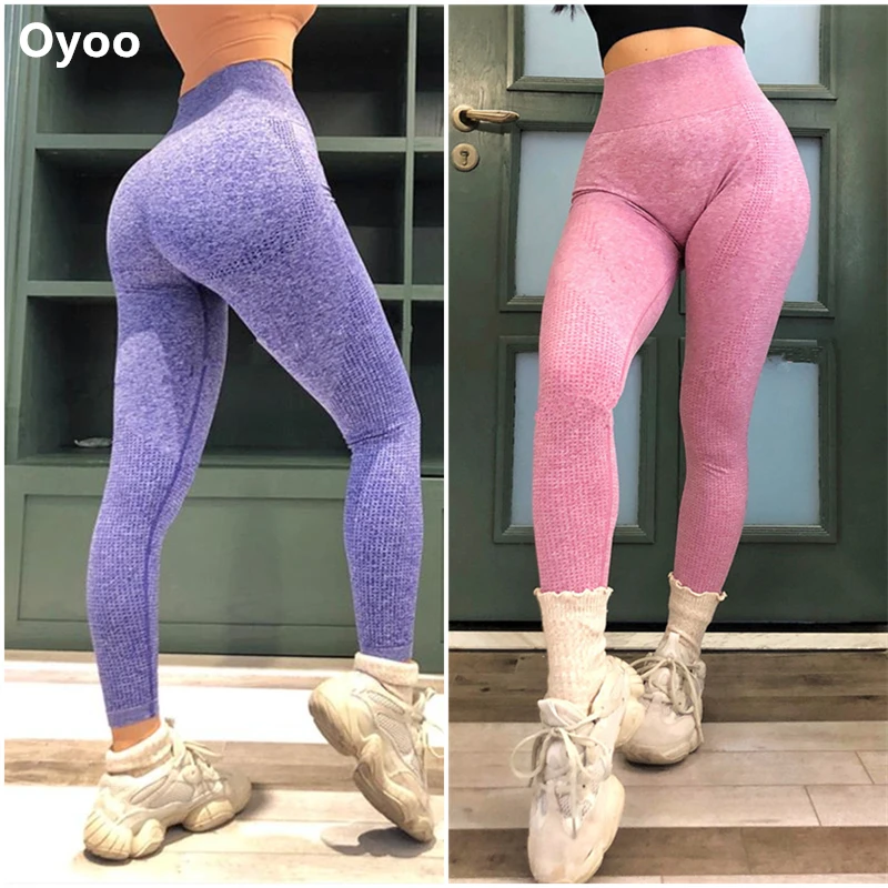 Женские Бесшовные Леггинсы Oyoo розовые леггинсы с эффектом пуш-ап для йоги супер