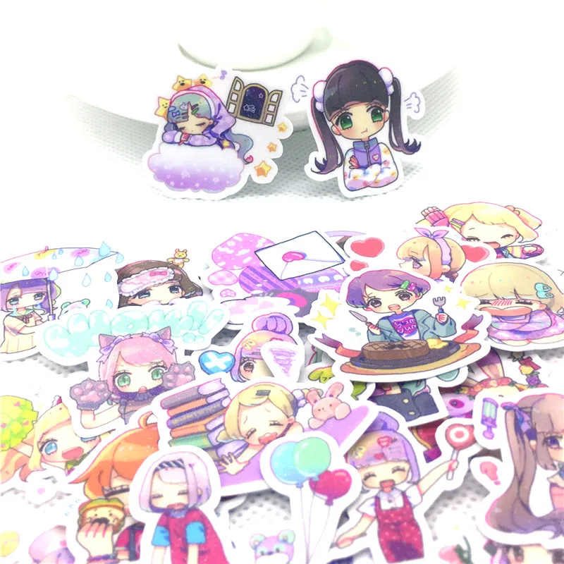 

40 Pcs/lot Anime little girl funny paper Sticker Decal For Phone Laptop Bicycle Notebook Backpack Kids Toy stickers scrapbooking