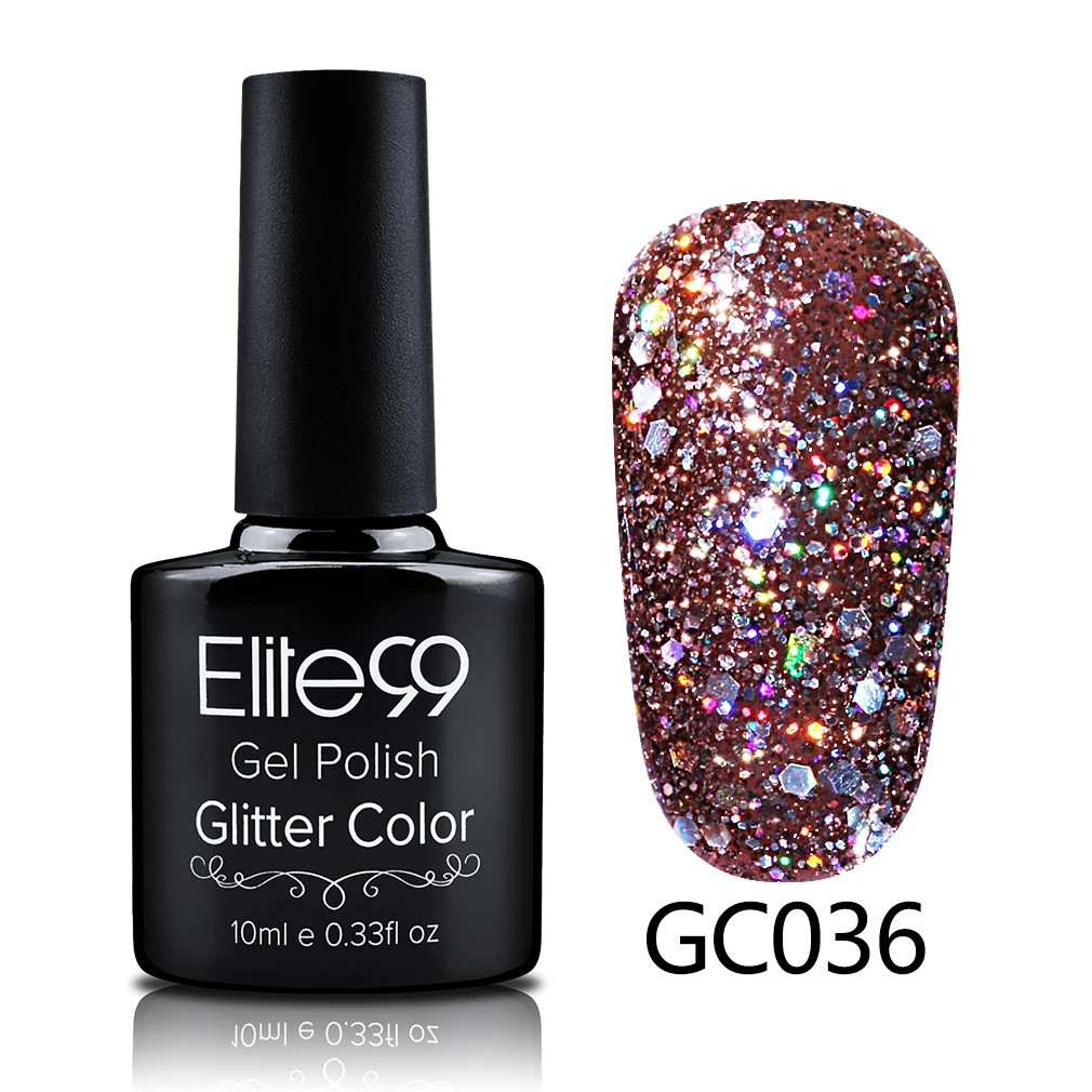 S-GC036 Elite99 10 мл Soak Off блёстки Блеск УФ гель лак Diamond для ногтей гель для ногтей с блестками красота направление Atr - Цвет: S-GC036