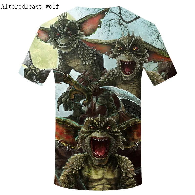 Футболка с принтом Gremlins, Мужская 3D футболка с коротким рукавом, Мужская футболка с воротником, harajuku, модная футболка, базовая Повседневная рубашка, Homme