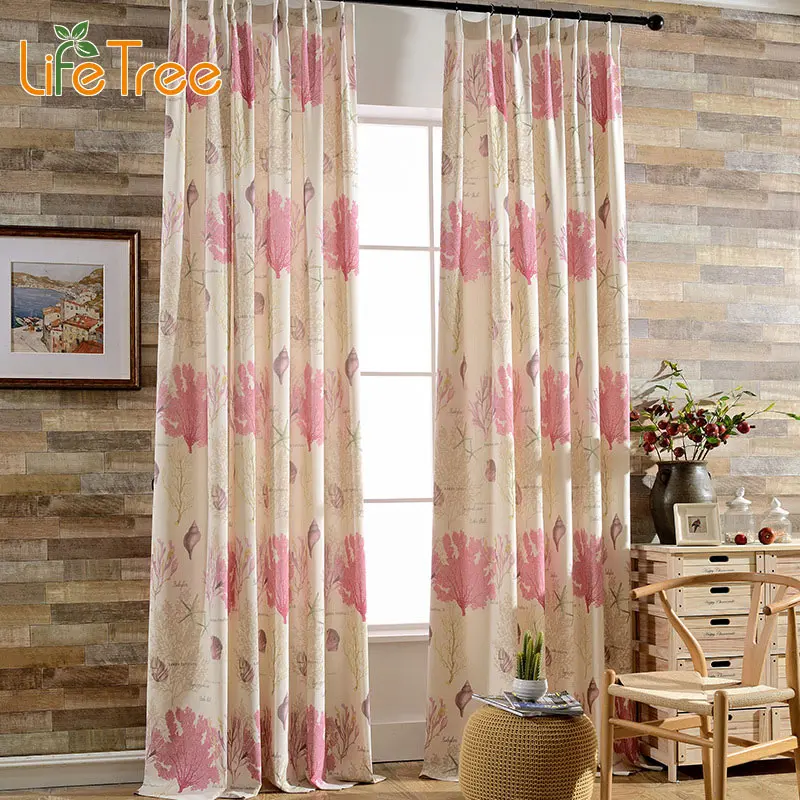 

Sea World Printed Mediterranean Curtains For Living Room Bedroom Sea Star & Coral Pattern Drapes Custom Made Window Curtain