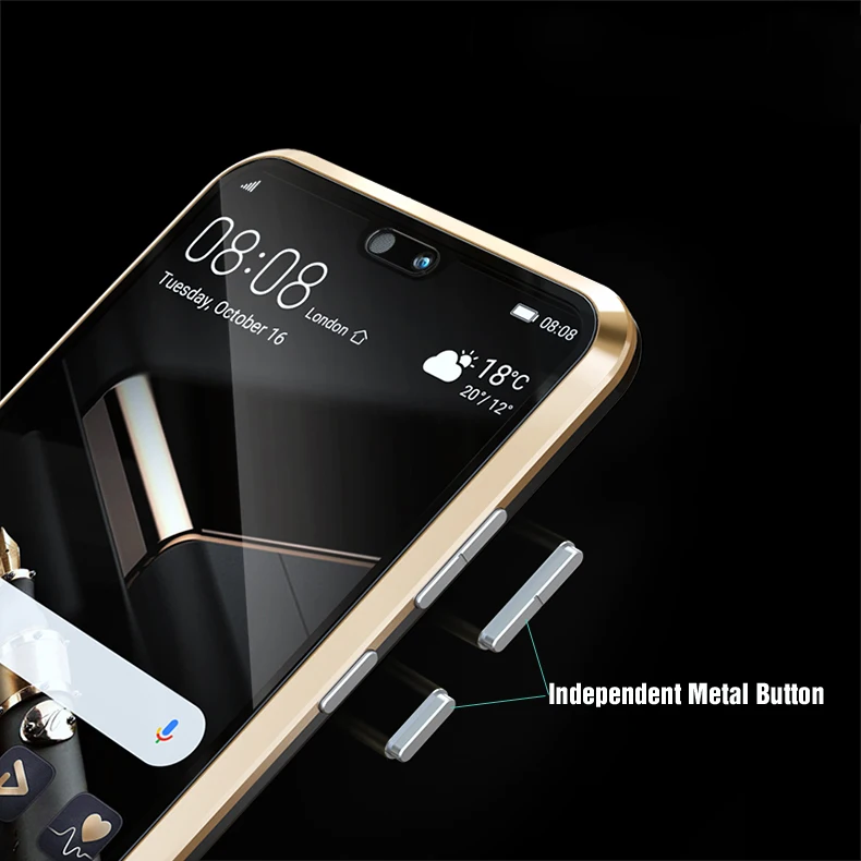 Стеклянный Магнитный чехол на переднюю и заднюю панель для Huawei P20 Pro прозрачный