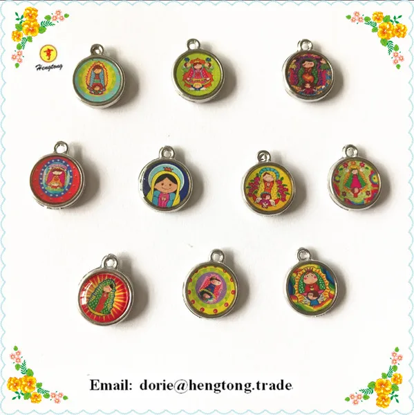 Бесплатная доставка 80 шт./упак. круглый детский кулон Гваделупа Guadalupe charm
