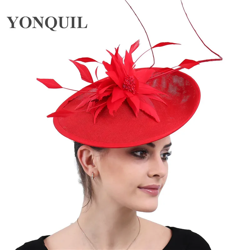 Аксессуары для волос с красными перьями Вуалетка Дерби Кентукки церковные