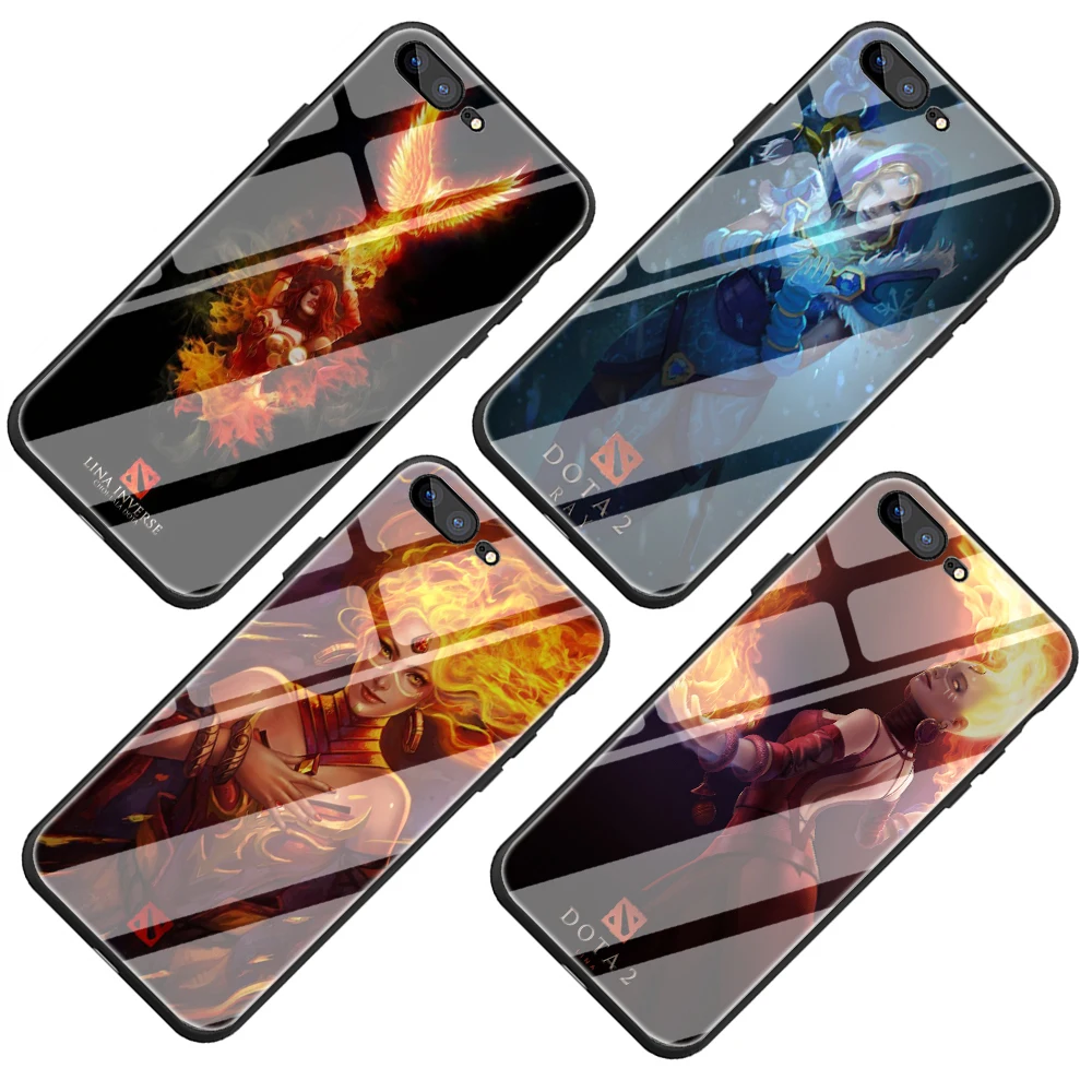Dota 2 Heros закаленное стекло ТПУ черный чехол для iPhone 5 5S 6 6s 7 8 plus X XR XS 11 pro Max|Бамперы| |