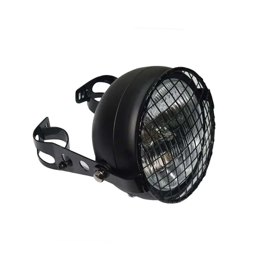 Set Clear Headlight Мотоцикл ретро металлическая сетка 35 Вт галогенная передняя фара кронштейн маска наборы для CG125 GN125 Harley Кафе Racer Honda - Цвет: Set Clear Headlight