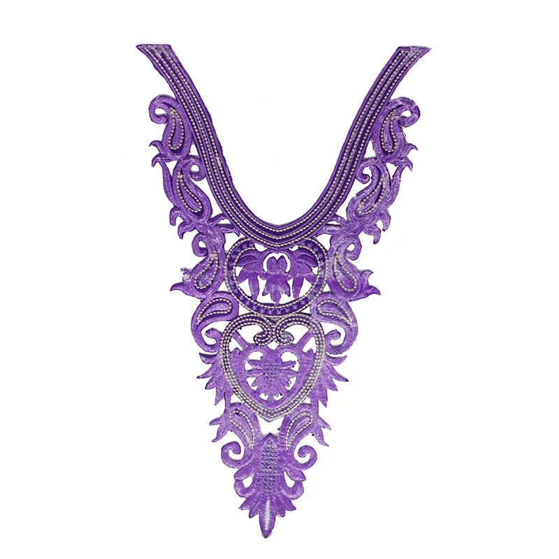 2 шт бисером Стразы Кружева Африканский шнур фиолетовый воротник вышивка патч с
