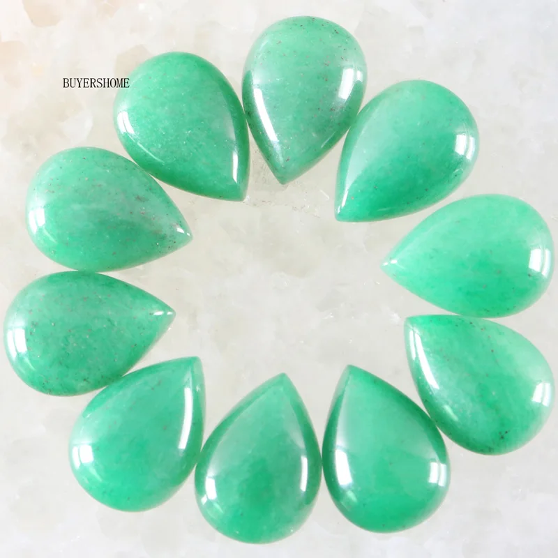 Green Aventurine 18x13 мм капли воды Многоцветный натуральный камень Бусины Howlite Lapis Кристалл Опал песчаник оникс, сердолик кабошон 10 шт - Цвет: Green Aventurine