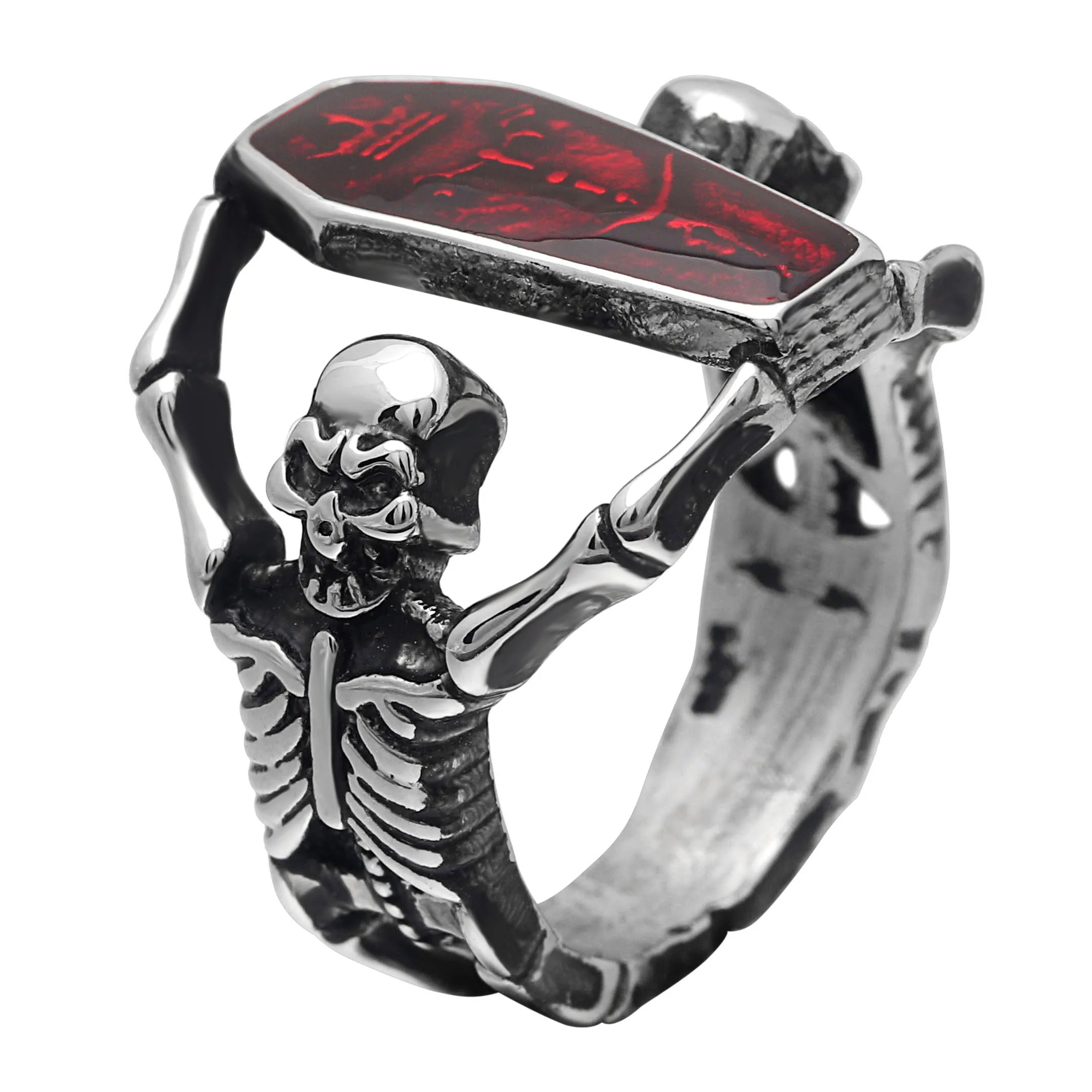 Кольцо Ghost Evil Skull красное кольцо с кубическим цирконием байкерское в стиле панк