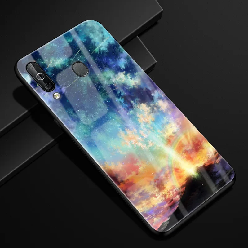 5 Для samsung A40S чехол Мода Жесткий PC стекло задняя крышка для samsung Galaxy A40S A 40S M30 чехлы для телефонов силикон бампер Coque - Цвет: 5
