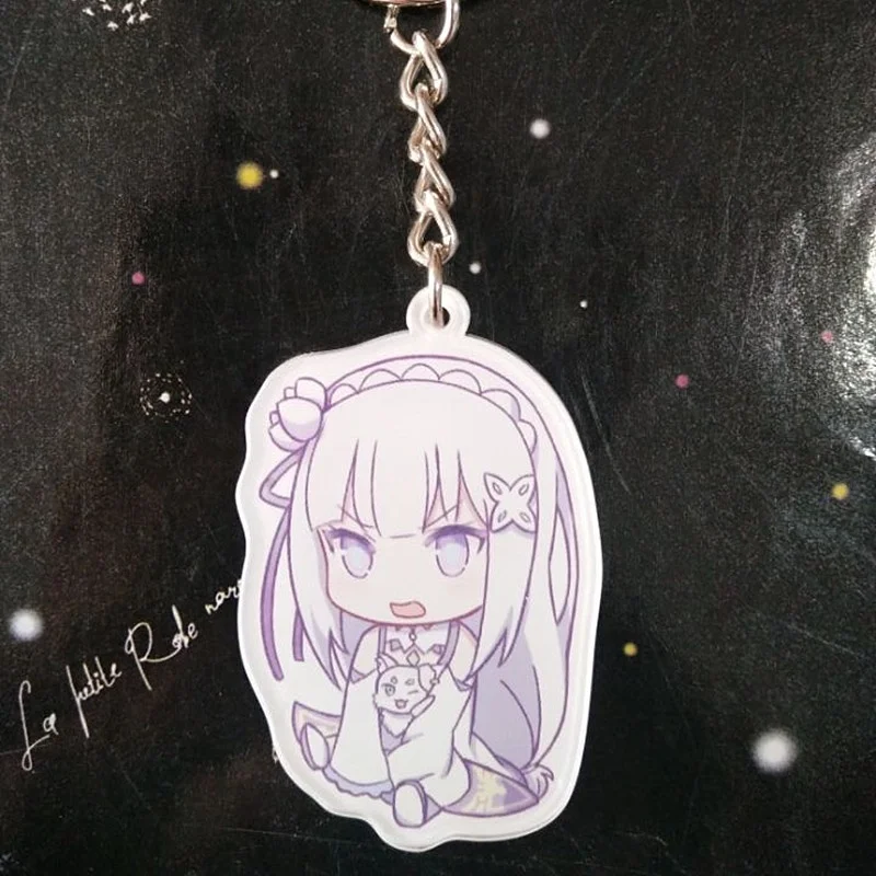 Брелок для ключей с рисунком из аниме Re:Zero kara Hajimeru Isekai Seikatsu Natsuki Subaru Emilia Rem