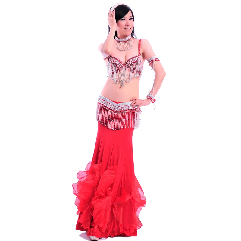 Women Sexy Belly Dance Costume Suit Bra &amp Belt Skirt&amp Necklace 34B/C 36B/C 38B/C Cup 5 Pieces 8 Colors | Тематическая одежда
