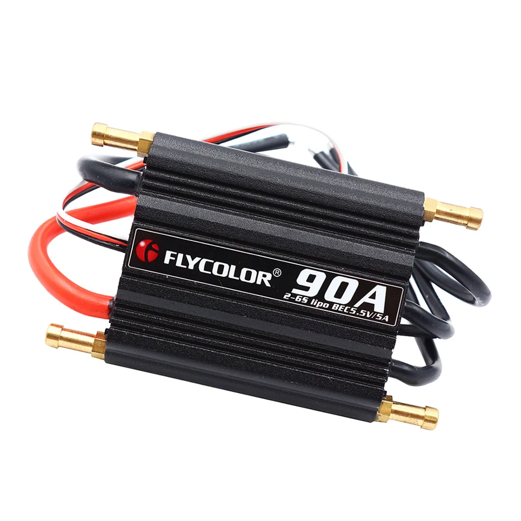 

Flycolor 90A бесщеточный ESC водонепроницаемый 5,5 V/5A BEC RC лодочные двигатели контроль скорости