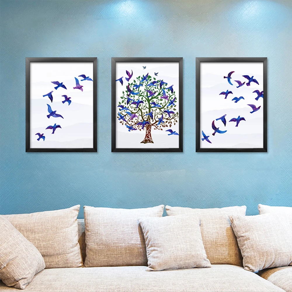 

Auspicious Tree Decorative Painting For Bedroom Room Bird Canvas Painting Watercolor Colorful Tree Home Wall Art Posters