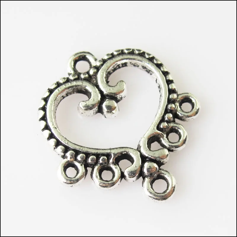 18 шт старину Серебряный Цвет подвески в форме сердца разъемы 19x21mm|connector pendant|silver