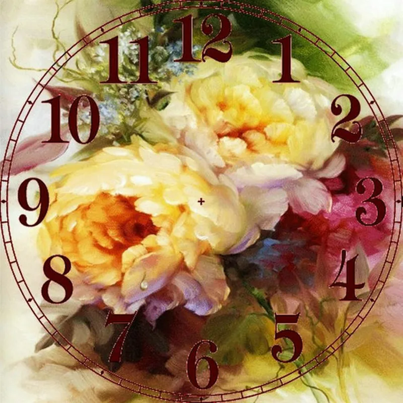 

3D diy Unfinished Diamond Embroidery Clock Icon Diamond Painting FLOWER Full Diamond Cross Stitch Mosaic Living Room Time Decor
