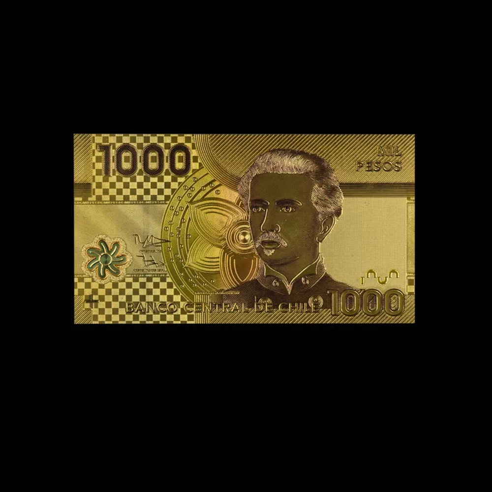 10 шт./лот новые продукты Чили 1000 песо золотые банкноты красочные мировые для