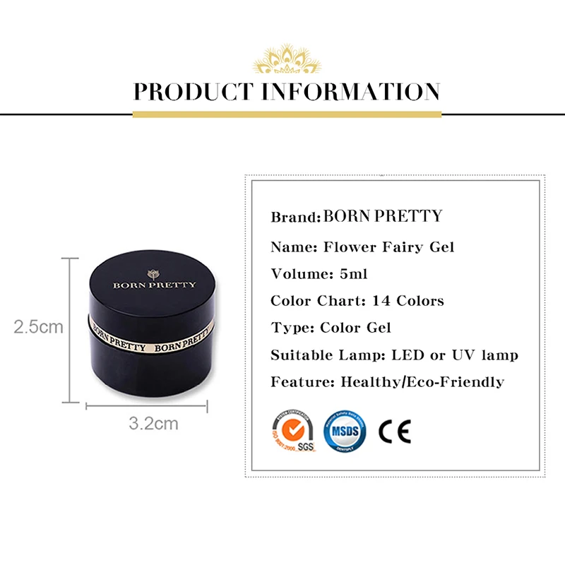 От BORN PRETTY-5 мл Гель-лак красочные розового и зеленого цветов в виде цветочной Феи