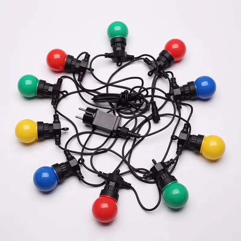 Colorful bulb 5 M 10 м гирлянда лампы миру светодиодный строки IP67 Водонепроницаемый открытый вечерние Сад Гирлянда Рождественская Свадебные внутренний дворик заднего двора ligths - Испускаемый цвет: Colorful bulb