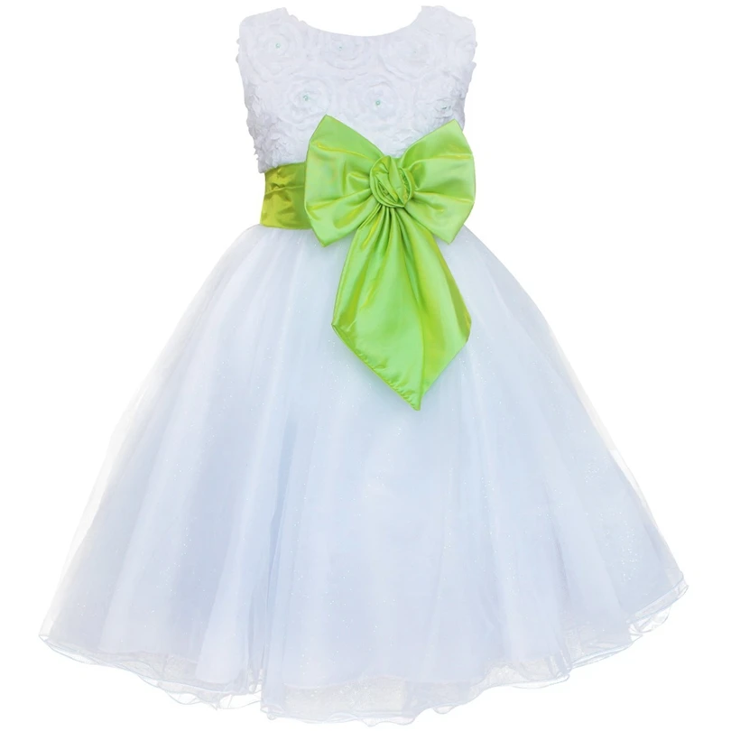 Белое Цветочное платье TiaoBug для девочек Тюлевое официальное с жемчугом первого