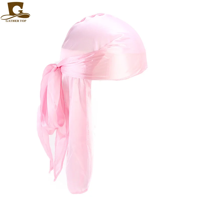 Длинный хвост шелковый шарф мусульманская шляпа Doo Rag Пиратская шапка Durag шапки