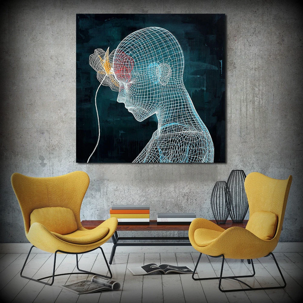 JQHYART Современная картина маслом Thinker холст искусство настенные картины для