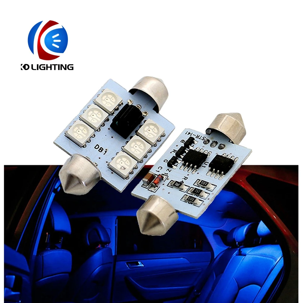 KD 2 шт. C5W RGB 5050 12SMD Автомобильный светодиодный пульт дистанционного управления Rgb