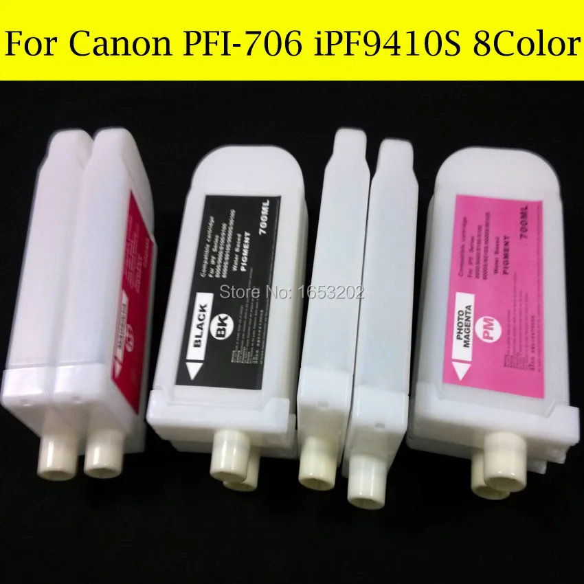 8 Pieces/Lot Large Format Refill Ink Cartridge For Canon PFI-706 PFI706 For Canon iPF9410s Printer