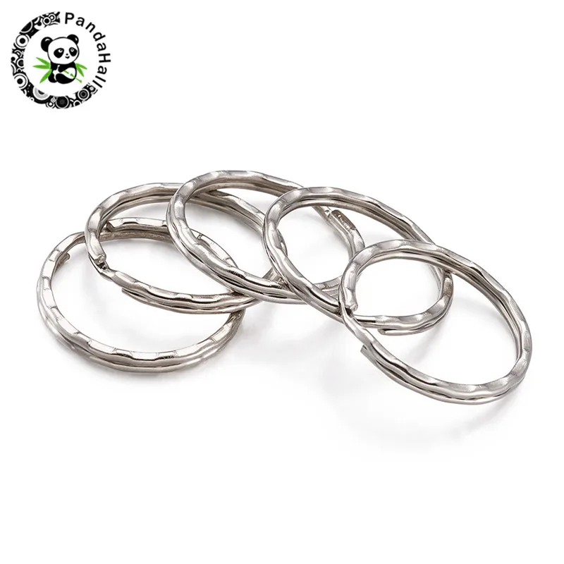 200pcs Pandahall 25mm Iron Round Double Loop Key Ring for Keychain DIY Making Golden Platinum |