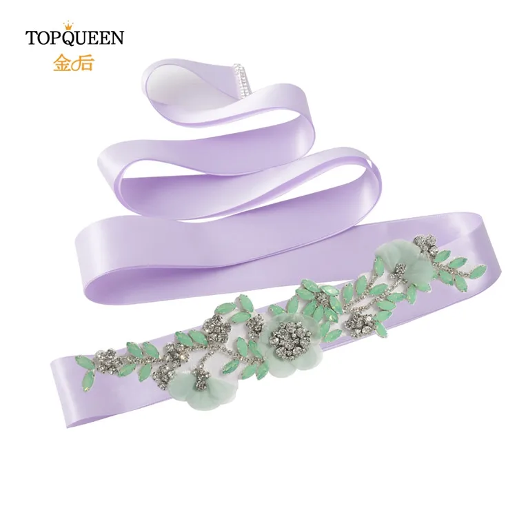 violet TOPQUEEN S419-G, свадебные аксессуары, ремень для свадебного платья, вечерние пояса с цветами, стразы, пояс с бриллиантами для вечернего платья - Цвет: violet