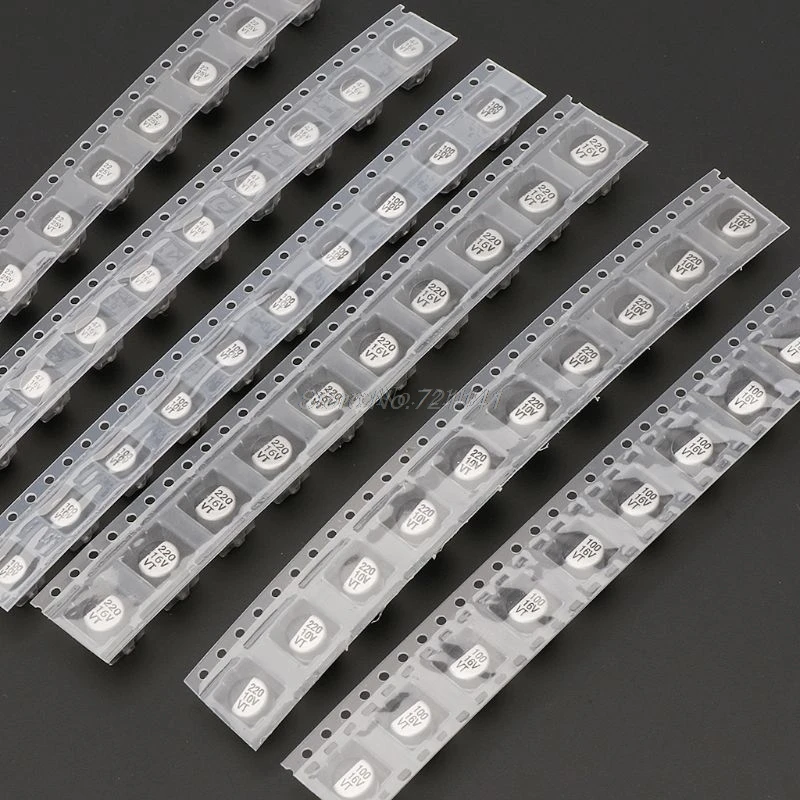 130 шт./лот 1 мкФ Ф-220 мкФ SMD алюминиевый электролитический конденсатор Ассорти комплект, 13 значений* 10 шт = 130 шт набор образцов