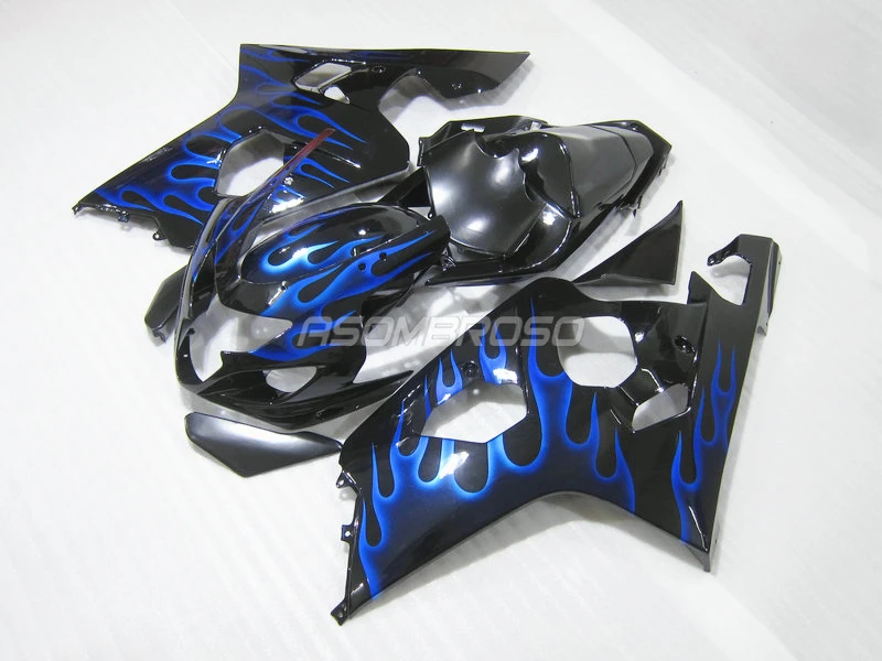 Motorcycle Fairings kit For Suzuki 2004 2005 GSXR600 GSX R750 ABS Fairing kits GSXR750 04 05 blue flames aftermarket bodywork | Автомобили