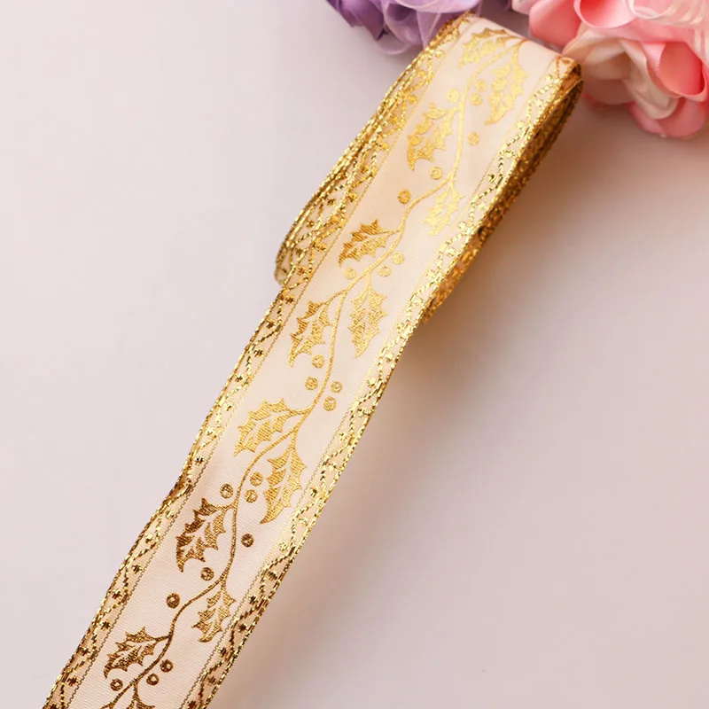 Аксессуары для творчества, лента с проволочным краем, Жесткая сетка, лента, Золотая и Серебряная лента, декоративная подарочная коробка с деревом, упаковка с бантом