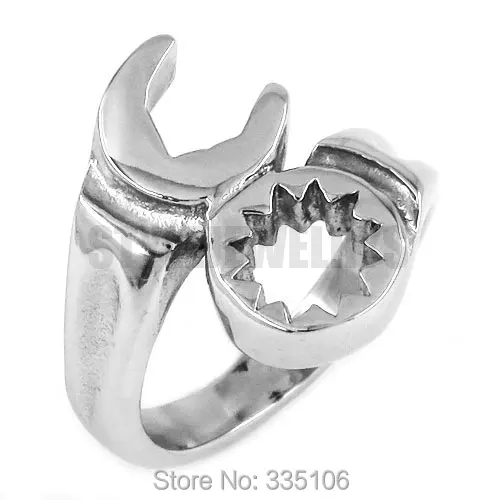 

Free shipping! New Jagged Spanner Ring Silver Motorcycle Biker Ring Stainless Steel Jewelry Fashion Motor Biker Men Ring SWR0415