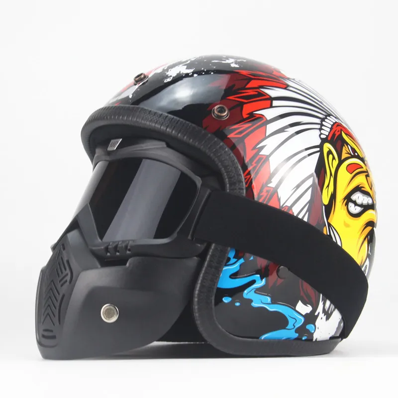 3/4 шлемы Moto rcycle с открытым лицом винтажные Ретро Chopper cascos шлем | Автомобили и