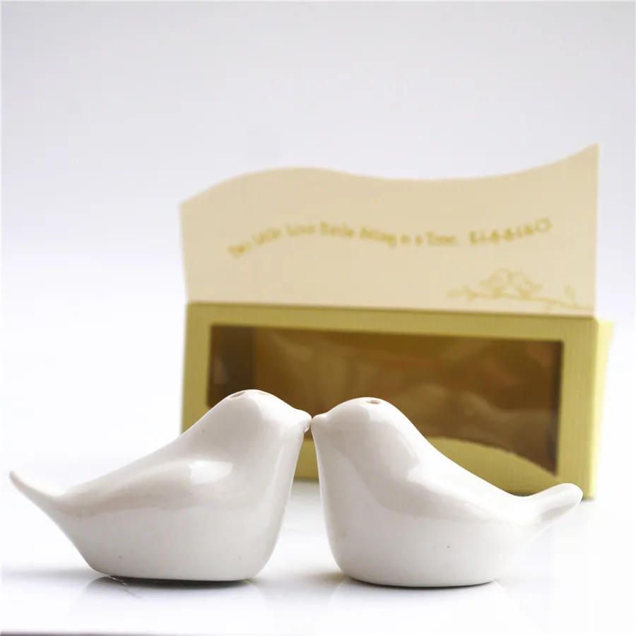 

Love birds salt and favors gifts 20 sets newest wedding favors bird salt pepper shaker Wedding gift Ceramic gift