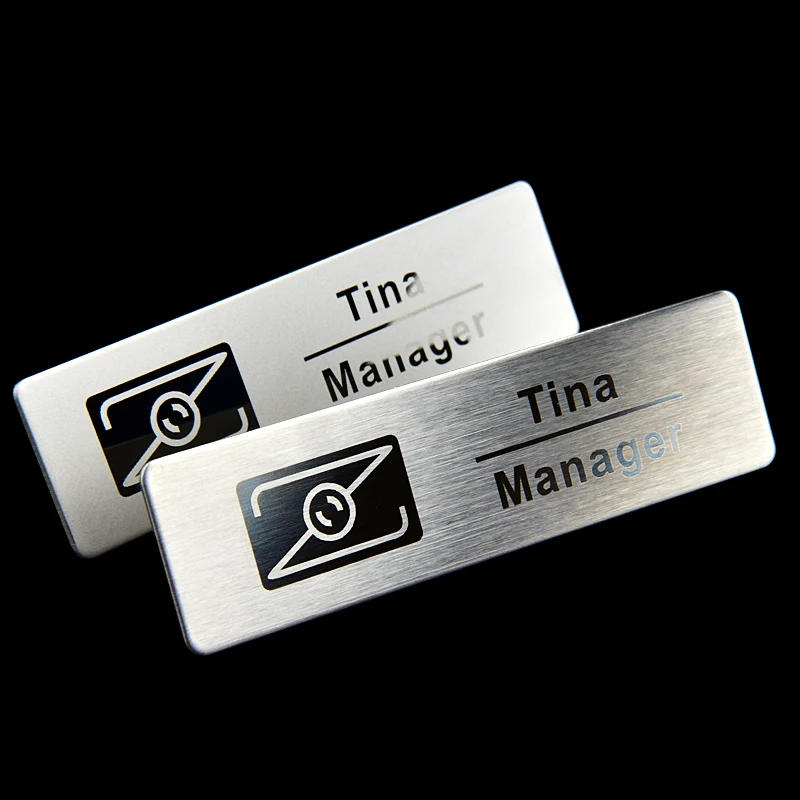 1 шт пользовательское имя тега бейдж лазерный логотип металлический штырь или