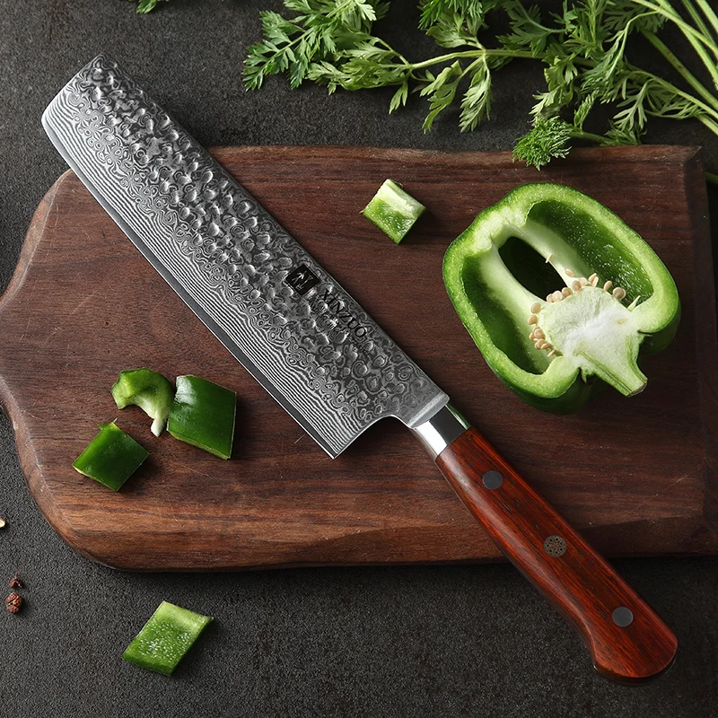 XINZUO 7 ''нож из дамасской нержавеющей стали кухонные ножи накири столовые приборы идеально подходят для нарезки кубиками мясорубки Палисандр Ручка