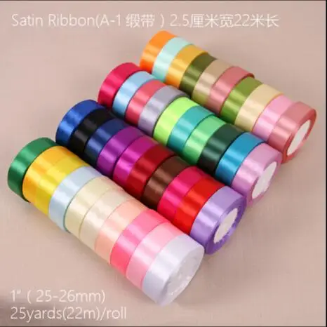 

25mm 25 Yard Silk Satin Ribbon 22M Wedding Party Decoration webbing Invitation Card Gift Wrapping Scrapbooking Webbing Riband Pr