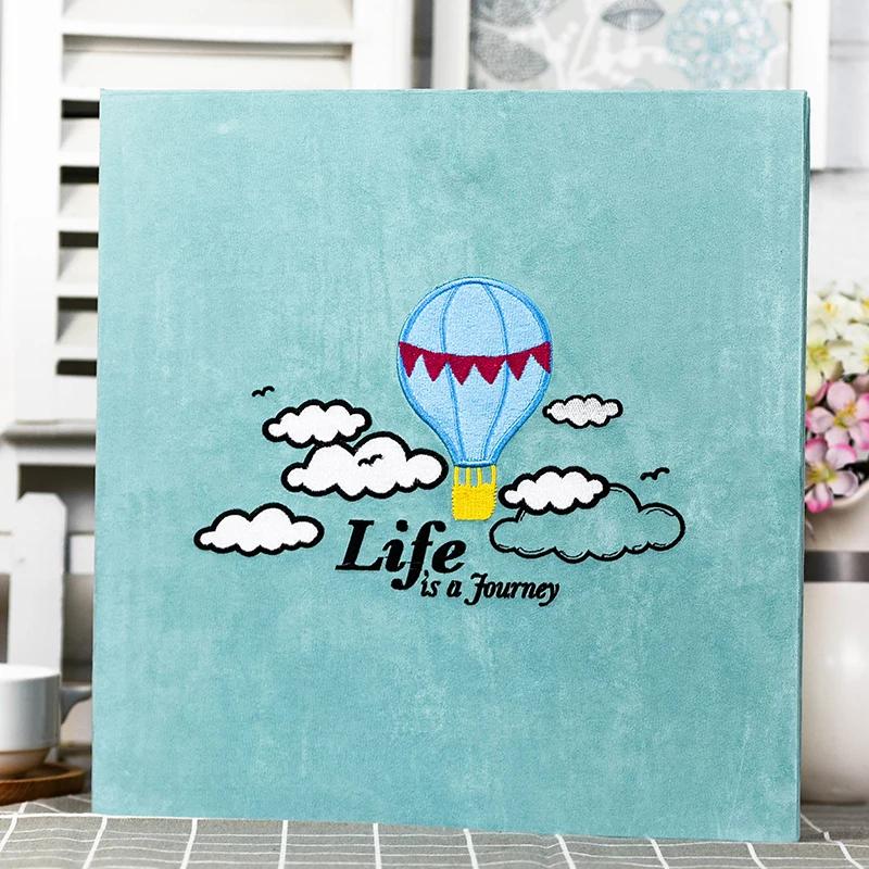 Большой Фотоальбом свадебный Скрапбукинг вышивка замша покрытие черные листы