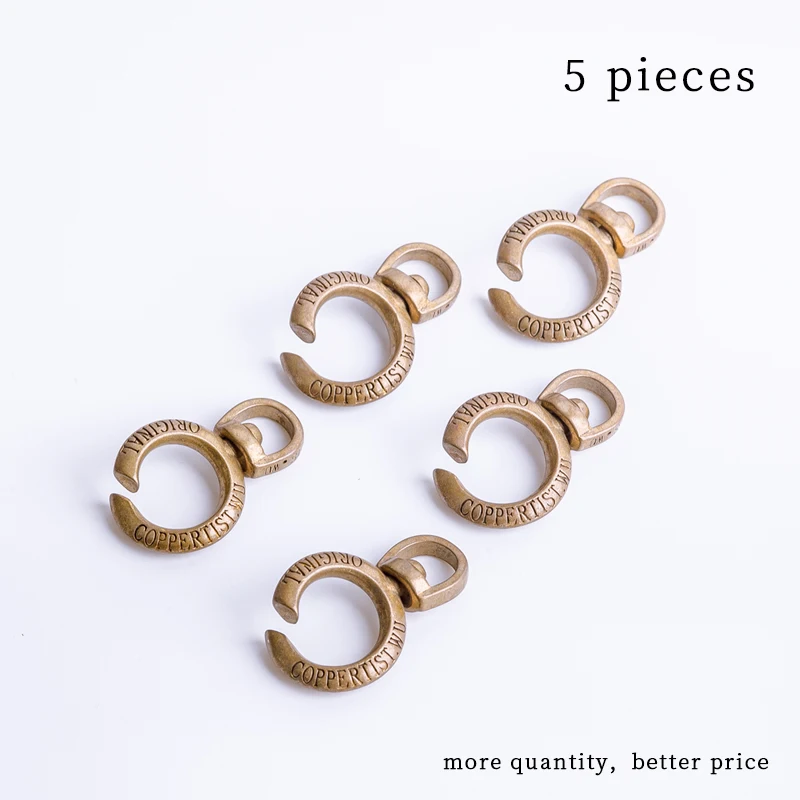 5 pieces Coppertist. wu Универсальное кольцо с надписью, латунный металлический держатель для ключей ручной работы, раздельные кольца, брелок для ключей, Круглый круглый брелок - Цвет: 5 pieces