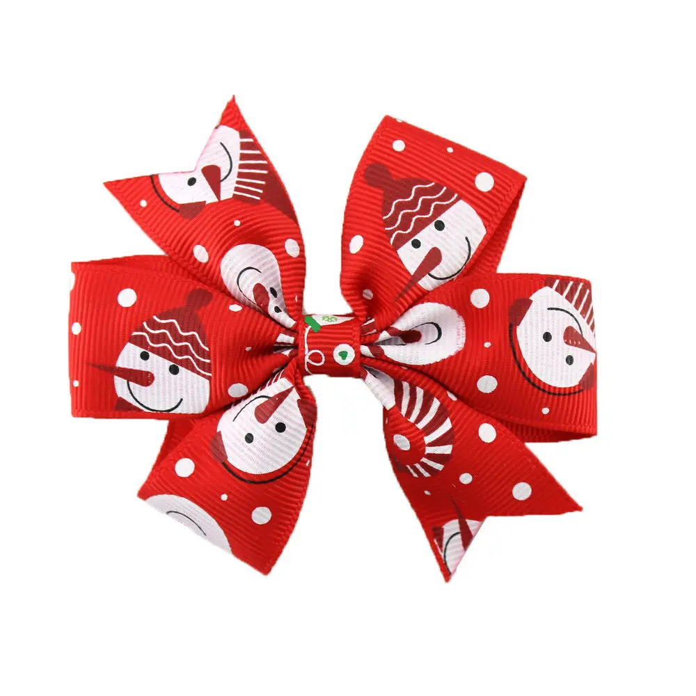 3&quotBaby Girl Christmas Bows Hair Clips Boutique Pin Grosgrain Ribbon Hairpins children Accessories 30pcs/lot | Детская одежда и