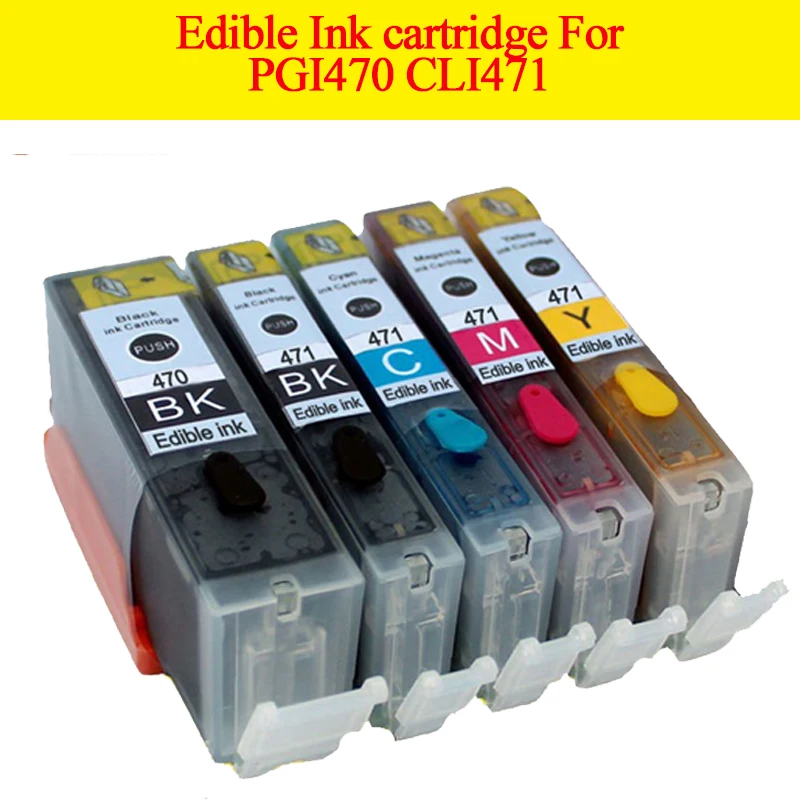 Съедобные чернила GN 5 шт. PGI470 CLI471 PGI 470 XL CLI 471 для canon Pixma MG574 MG6840 MG7740|edible ink cartridge|ink